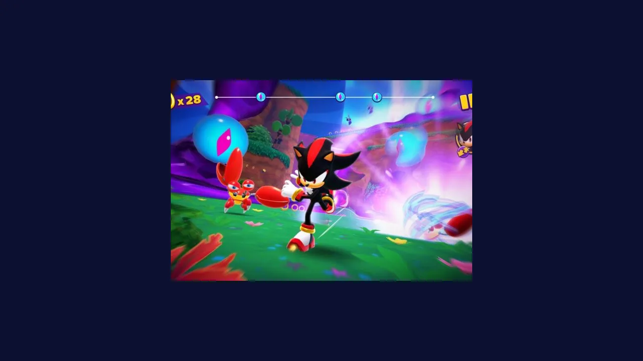 Sonic Dream Team update screenshot of Amy in a bright dream world stage